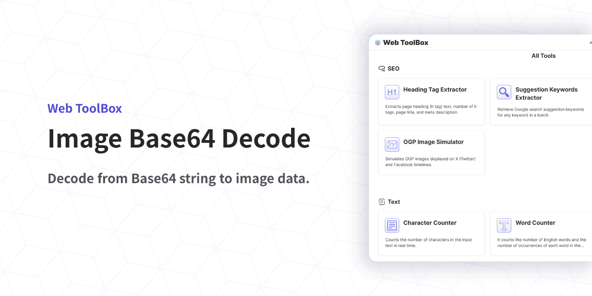 Image Base64 Decode - Convert Base64 strings to Images | Web ToolBox