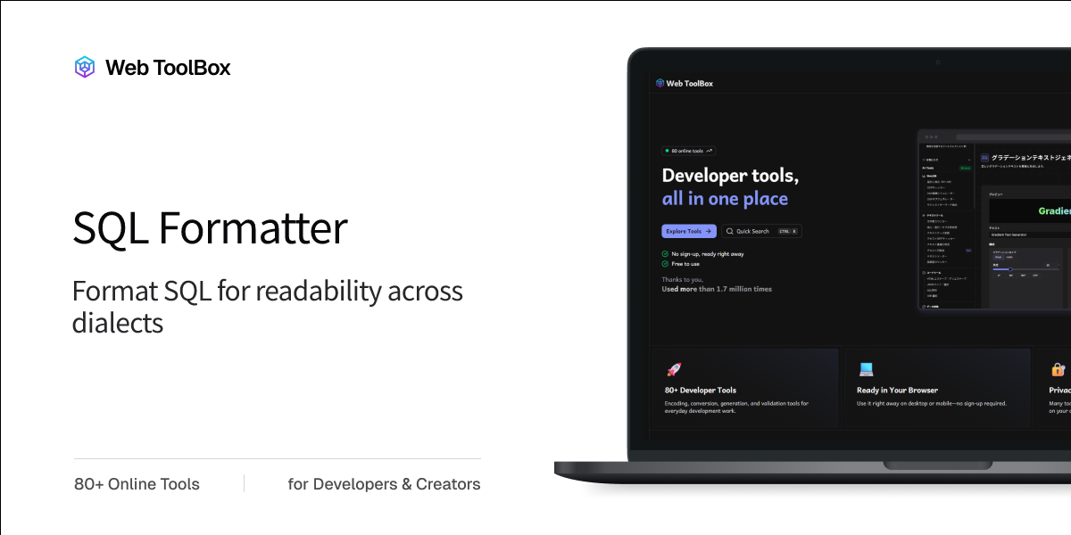 SQL Formatter - Format SQL queries for readability | Web ToolBox
